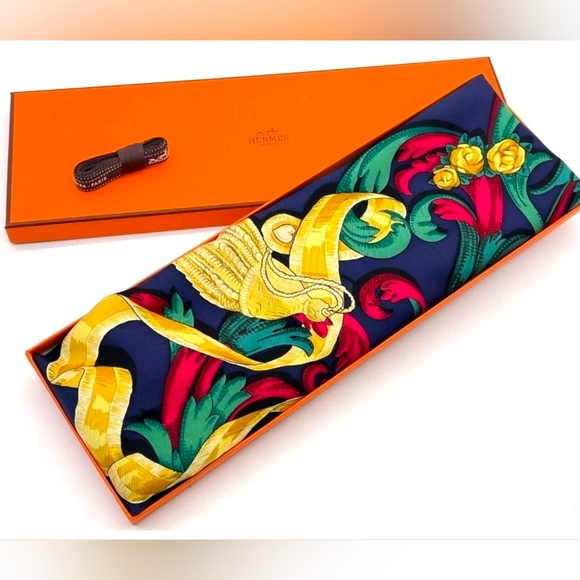 Hermes Accessories - Authentic Hermes Carré 90 LE MORS A LA CONETABLE Navy Silk Scarf W/Box